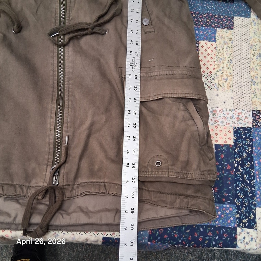 We The Free People Hooded Military Hooded Cargo Jacket Olive Green Boho Gorpcore - Picture 11 of 14